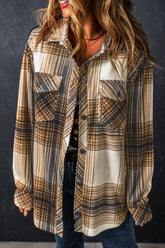 Plaid Button Up Long Sleeve Jacket OutfitFlow